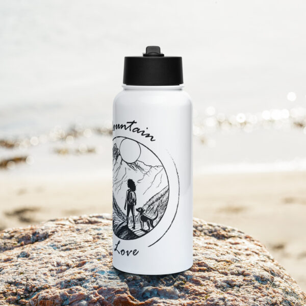 Mountain Love V.1 - Edelstahl Trinkflasche mit Strohhalm – Bild 3