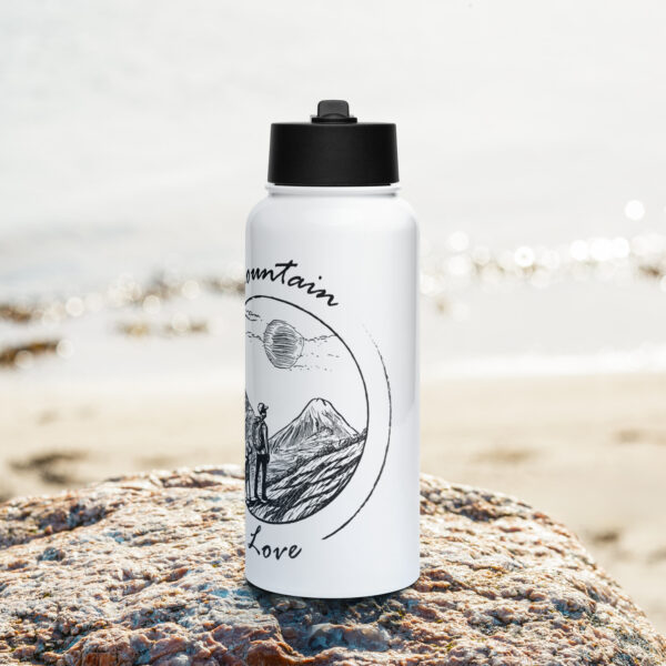 Mountain Love V.2 - Edelstahl Trinkflasche mit Strohhalm – Bild 3