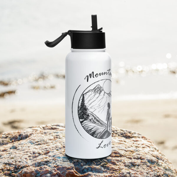 Mountain Love V.1 – Edelstahl Trinkflasche mit Strohhalm