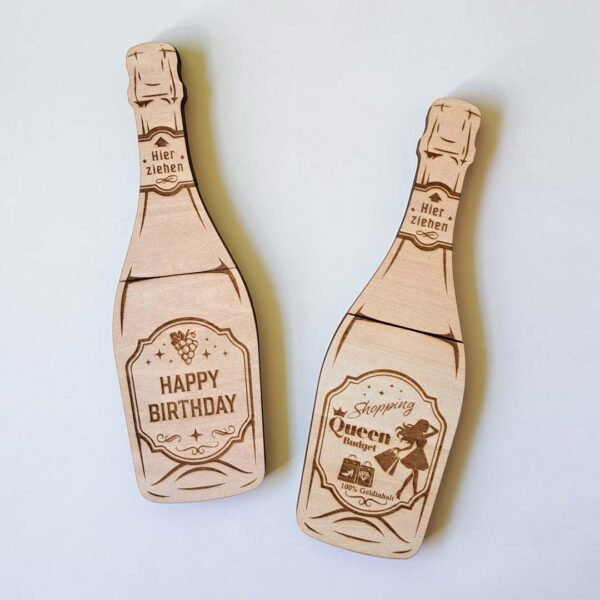 Proseccoflasche Schuber mit Geheimfach